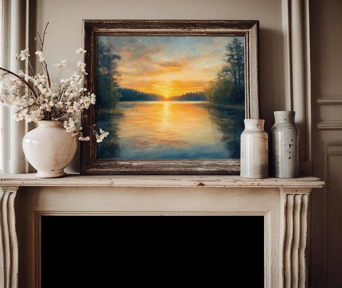 Golden Sunrise Over Tranquil Lake With Pine Forest Shores Poster - Image 4