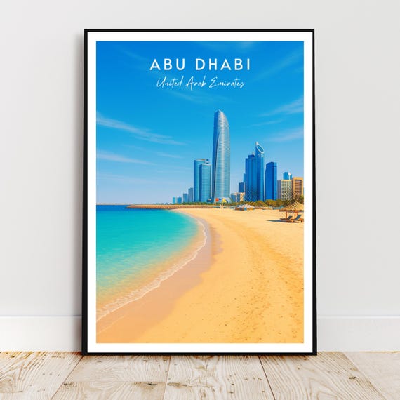 Travel Wall Art Abu Dhabi United Arab Emirates Uae Asia Skyline Modern Poster Gift Print