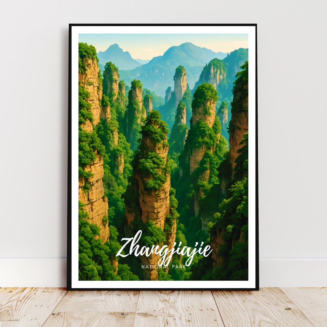 Zhangjiajie National Park China Stone Pillars Misty Peaks Art Poster