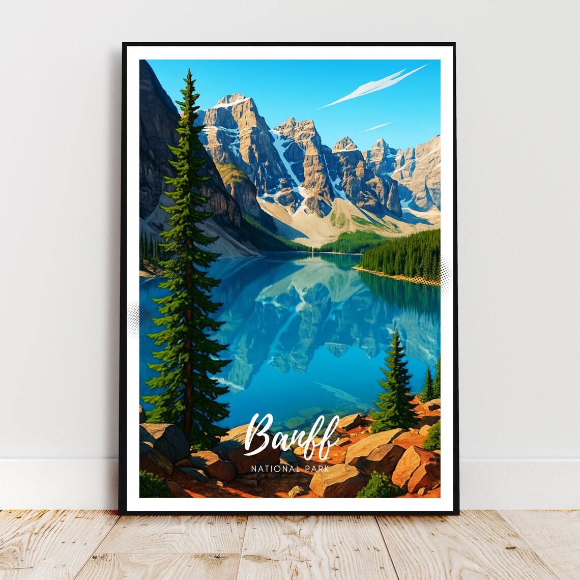 Banff National Park Travel Poster Moraine Lake Canadian Rockies Vintage Art