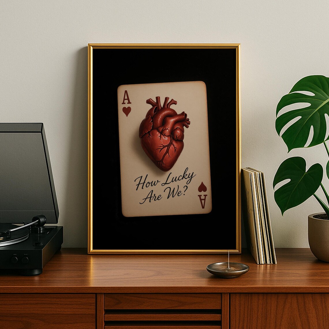 How Lucky Are We Ace of Hearts Anatomical Heart Dark Art Poster