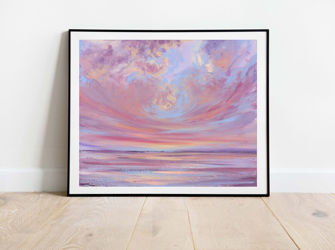 Sunset Abstract Seascape, Sunrise Sky Art Print