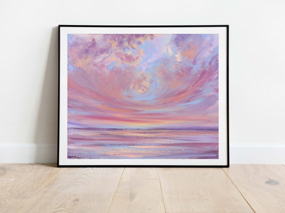 Sunset Abstract Seascape, Sunrise Sky Art Print
