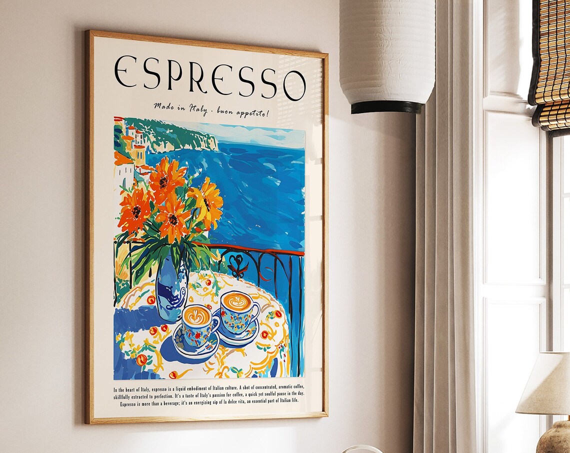 Coffee Poster Espresso Print Food Poster Kitchen Decor Italian Coffee Art Retro Coffee Art Vintage Food Art Food And Drink Poster