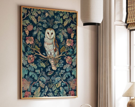 William Morris Print William Morris Exhibition Poster Kew Gardens Print London Print William Morris Poster Vintage Wall Art Owl Art