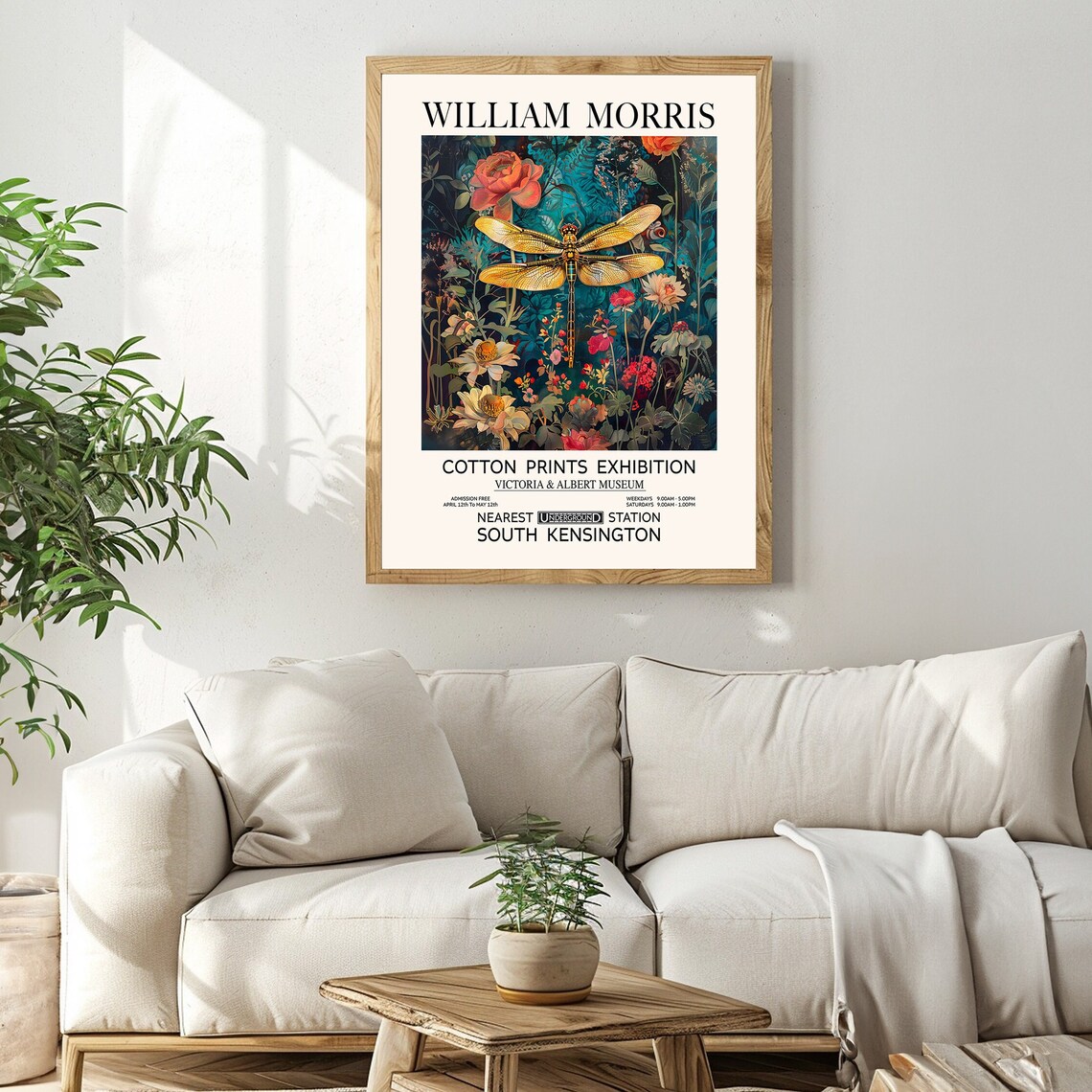 William Morris Golden Dragonfly Teal Garden Exhibition Poster - Image 2