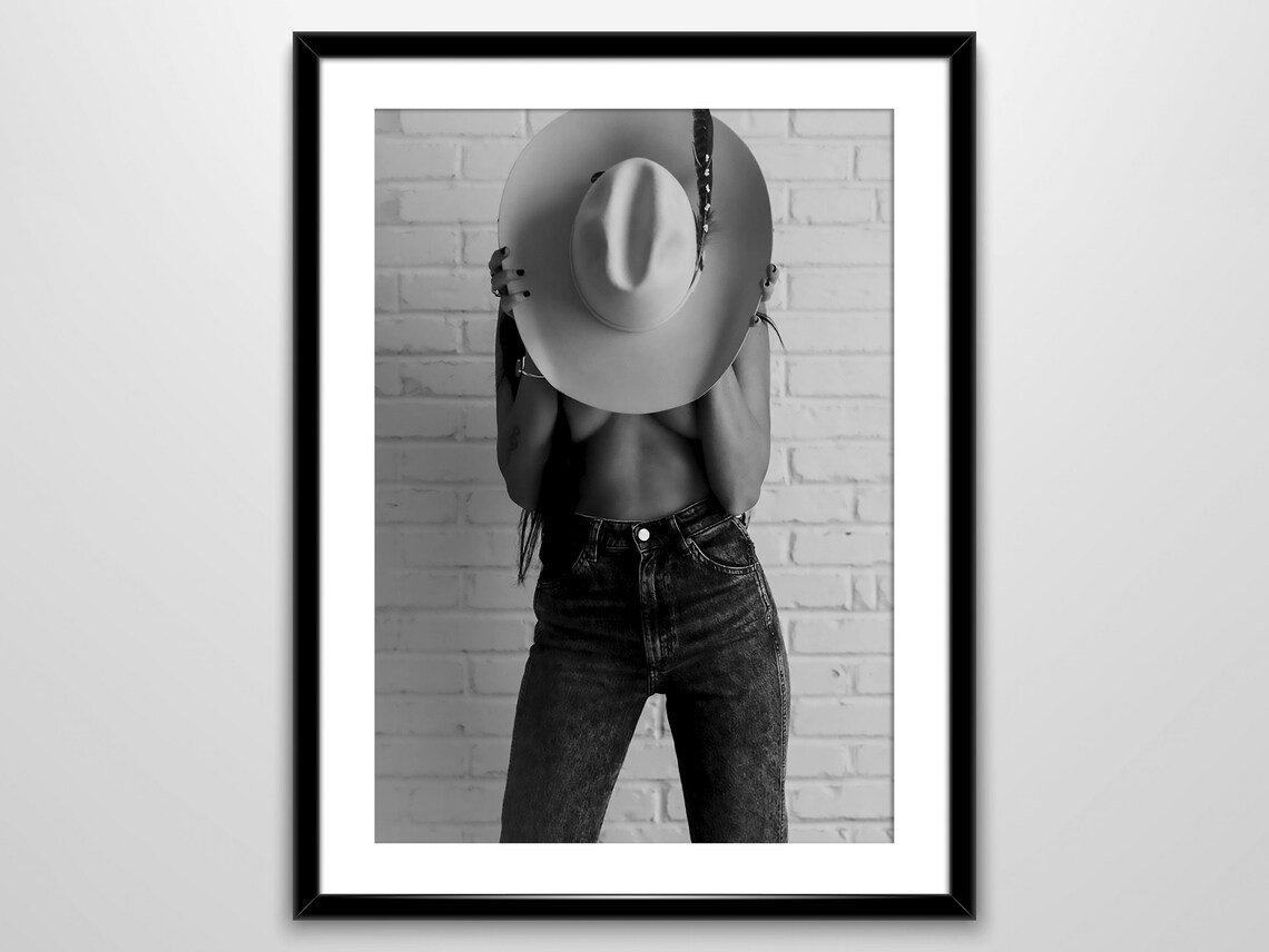 Vintage Cowgirl Print, Black And White Western Art - Image 2