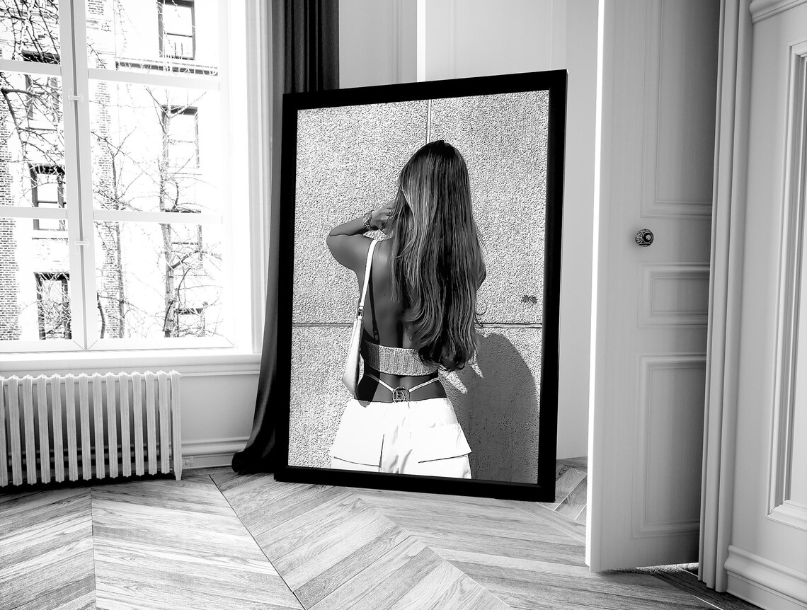 Woman In White From Behind Minimalist Summer Street Fashion Poster - Image 4