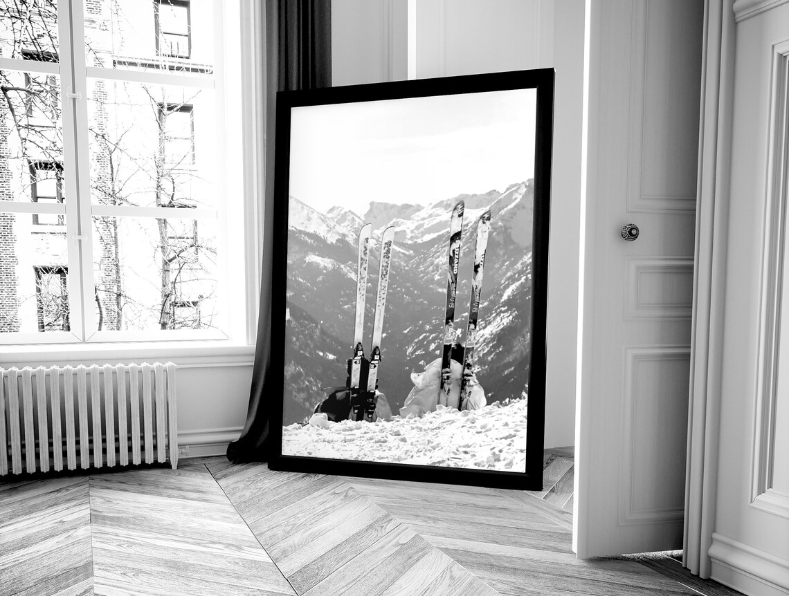 Vintage Apres Ski Photo Print, Black And White Skiing - Image 3