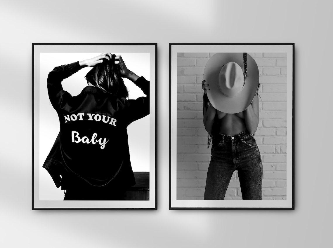 Vintage Cowgirl Print, Black And White Western Art - Image 3