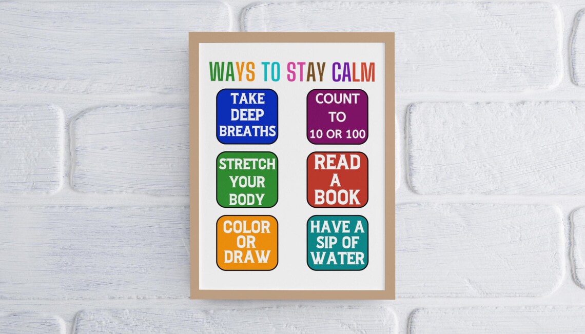 Ways To Stay Calm Boho Classroom Decor Poster - Image 3