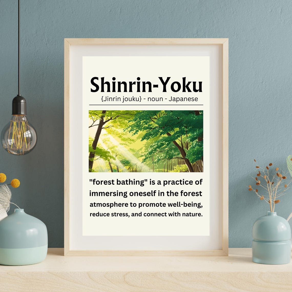 Shinrin Yoku Forest Bathing Japanese Wellness Definition Poster - Image 3