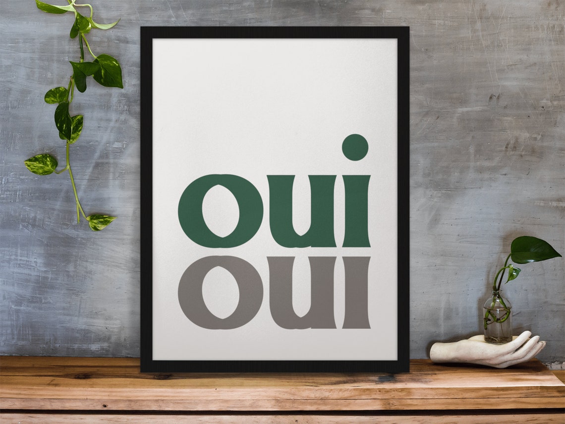 Oui Oui French Chic Green Typography Minimalist Home Decor Poster - Image 4