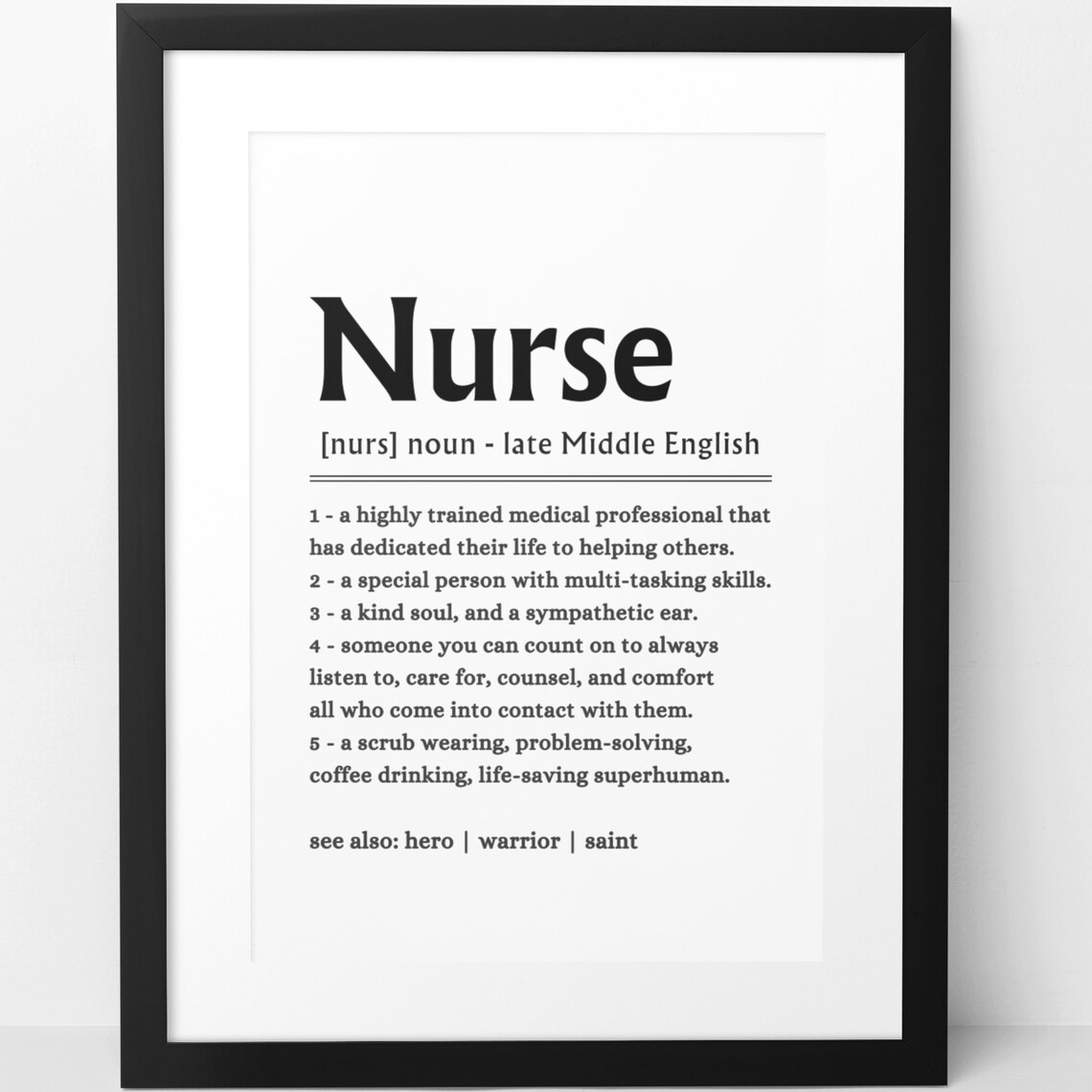 Nurse Definition Appreciation Hero Gift Medical Thank You Quote Poster - Image 7