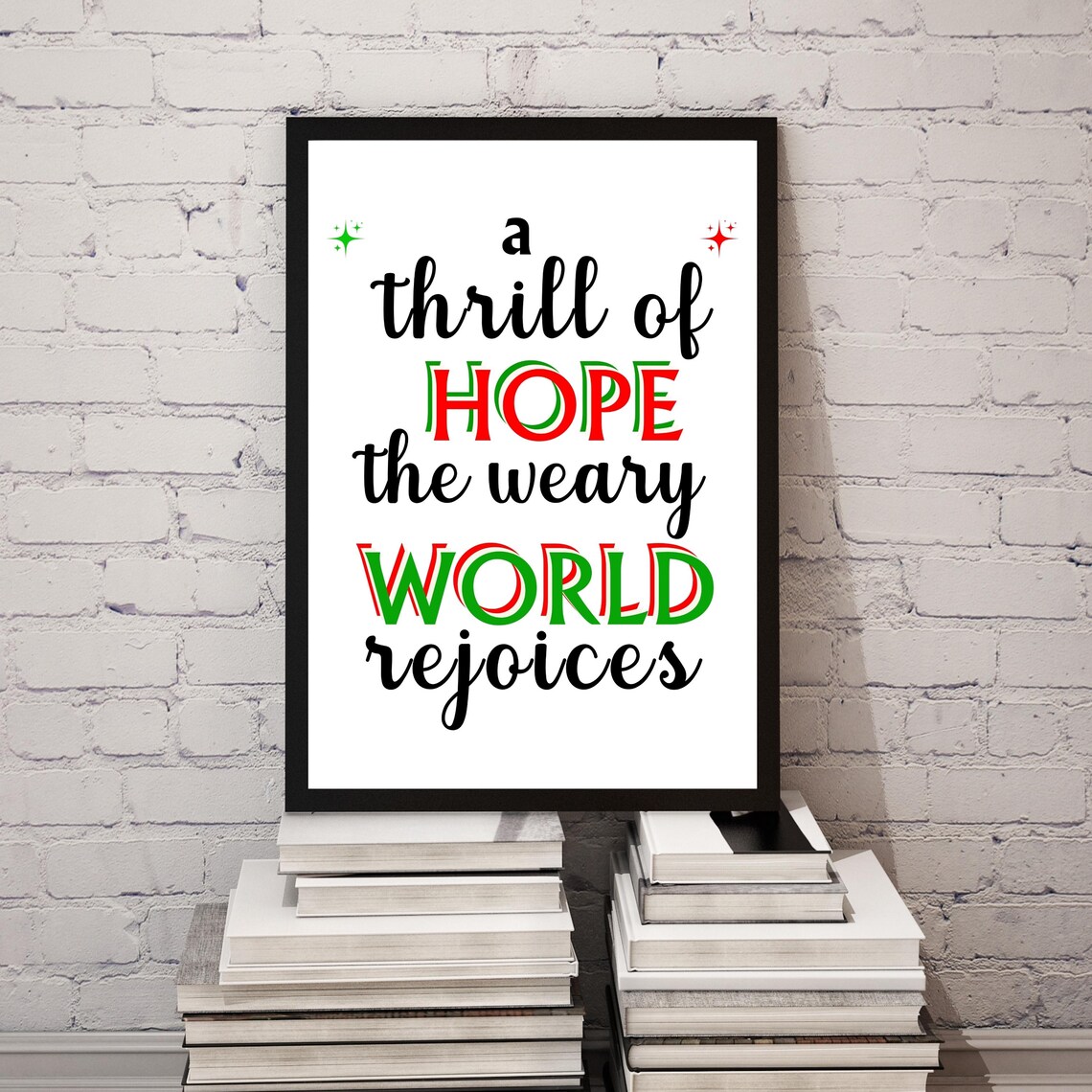 A Thrill Of Hope The Weary World Rejoices Retro Christmas Poster - Image 2