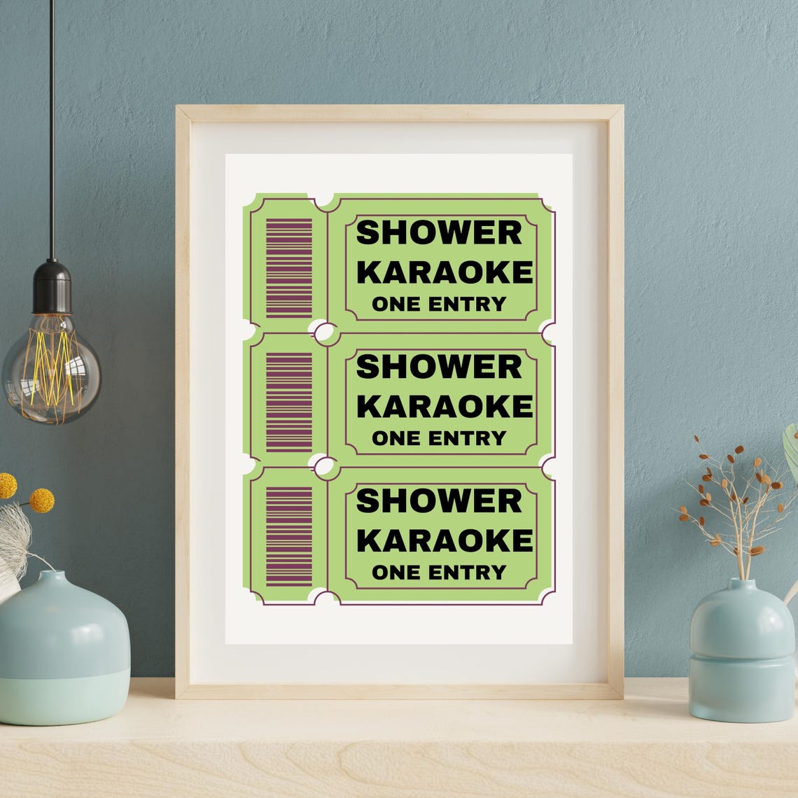 Shower Karaoke Ticket Green Bathroom Funny Musician Decor Poster - Image 8