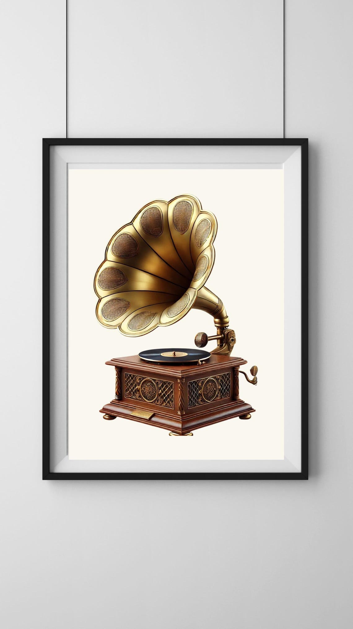 Vintage Brass Horn Gramophone Retro Music Room Gallery Poster - Image 3