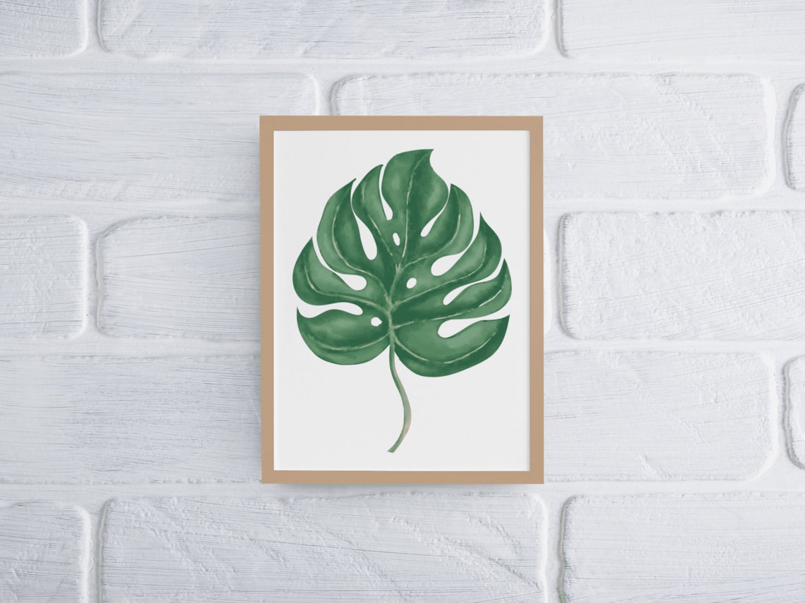 Monstera Leaf Watercolor Botanical Green Tropical Leaf Poster - Image 7