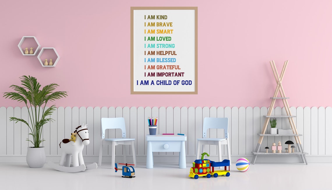I Am Kind I Am Brave Positive Affirmations Set Of 3 Kids Room Poster - Image 2
