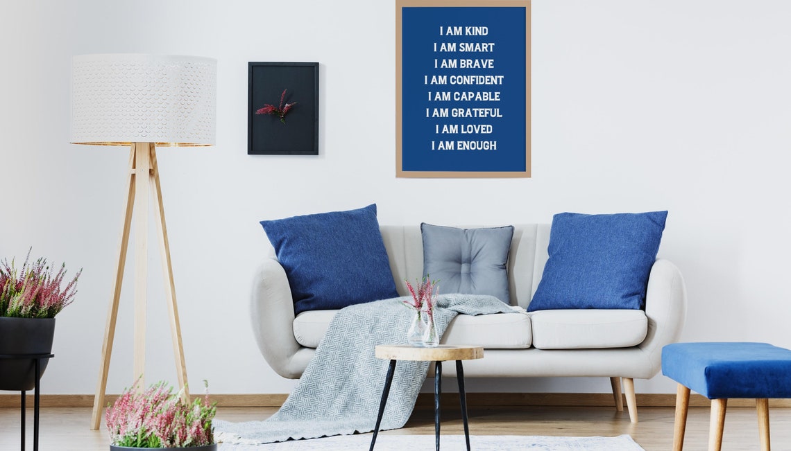 I Am Enough Kind Brave Confident Affirmations Magenta Quote Poster - Image 4