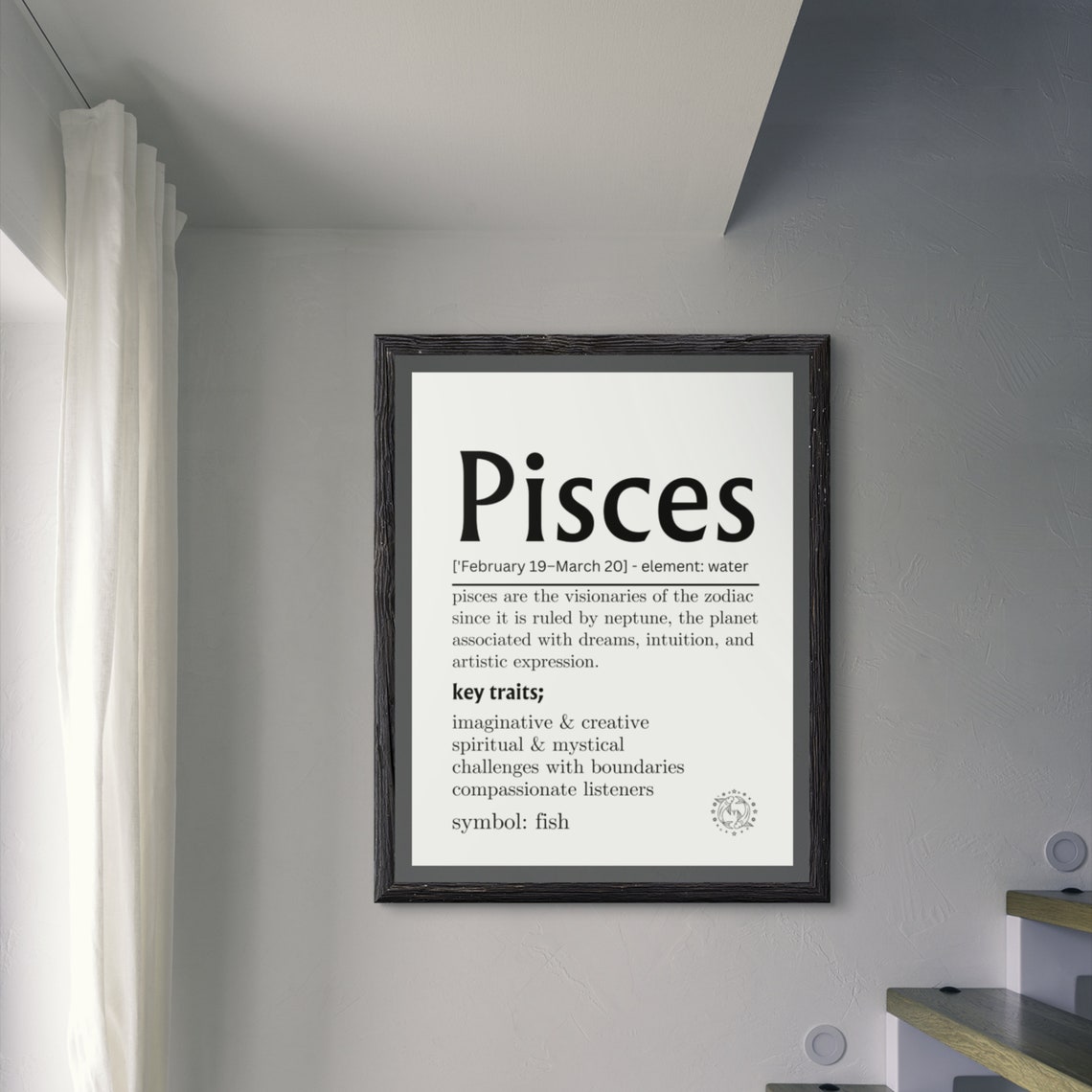 Pisces Zodiac Definition Water Sign Traits Birthday Wall Poster - Image 3