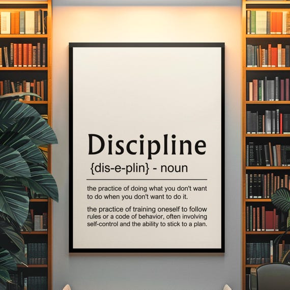 Discipline Definition Print Dictionary Poster Quote Wall Art Discipline Fun Art Motivation Fun Quote Motivational Gift File