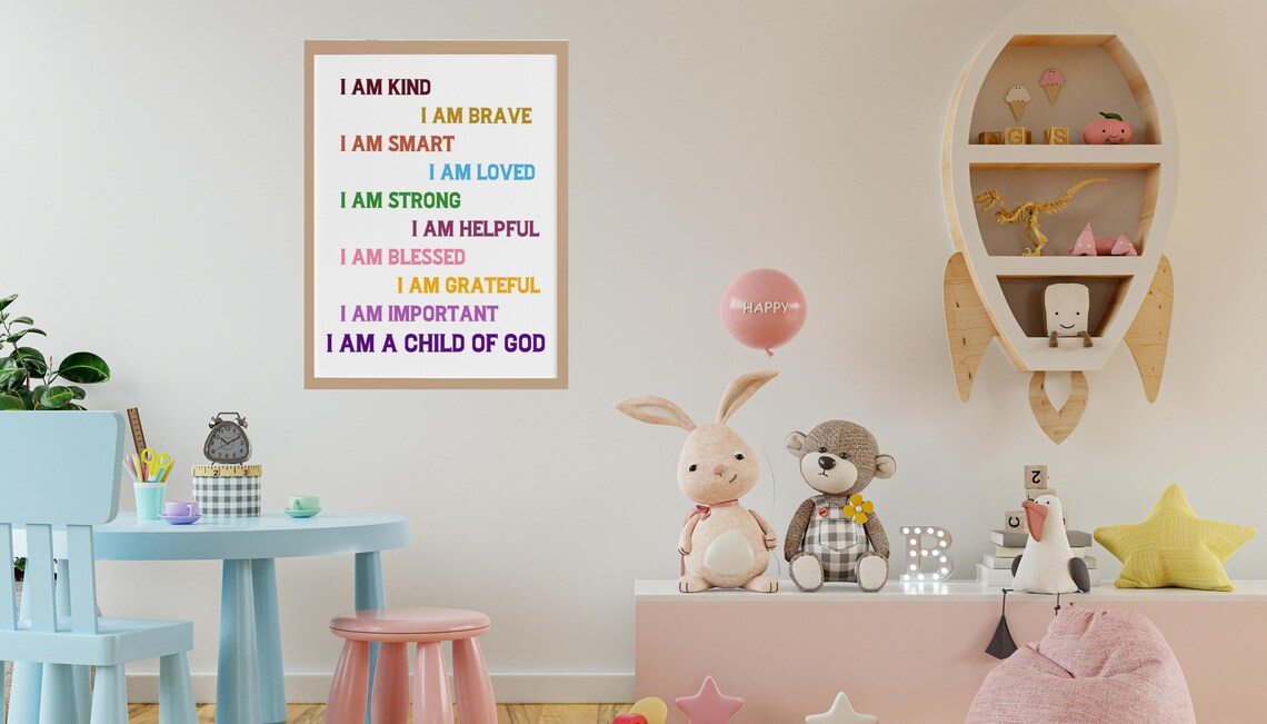 I Am Kind I Am Brave Positive Affirmations Set Of 3 Kids Room Poster - Image 4
