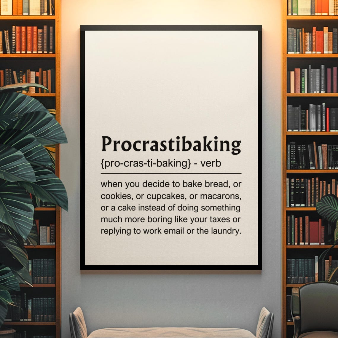 Procrastibaking Definition Funny Baker Kitchen Humor Gift Poster - Image 5