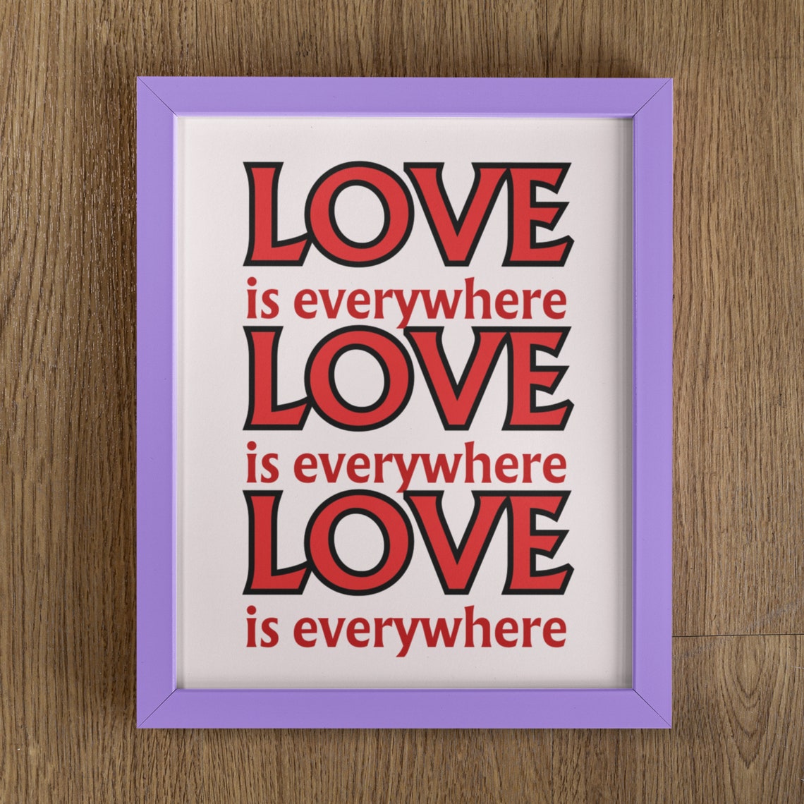 Love Is Everywhere Bold Red Retro Lettering Romantic Quote Poster - Image 2
