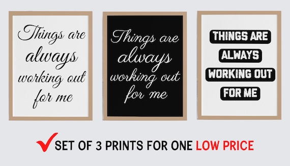 Things Are Always Working Out For Me Set Of 3 Affirmation Typography Poster