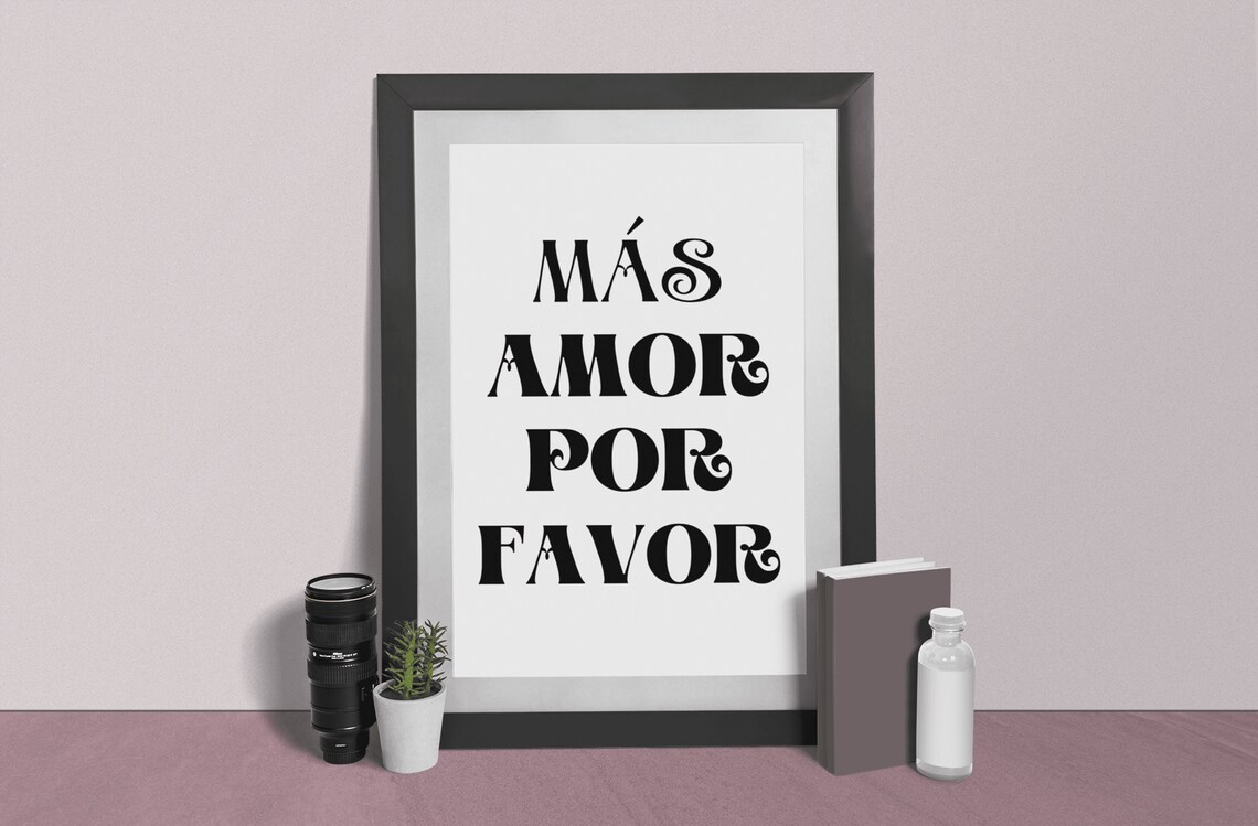 Mas Amor Por Favor Spanish Retro Typography Love Quote Wall Decor Poster - Image 4