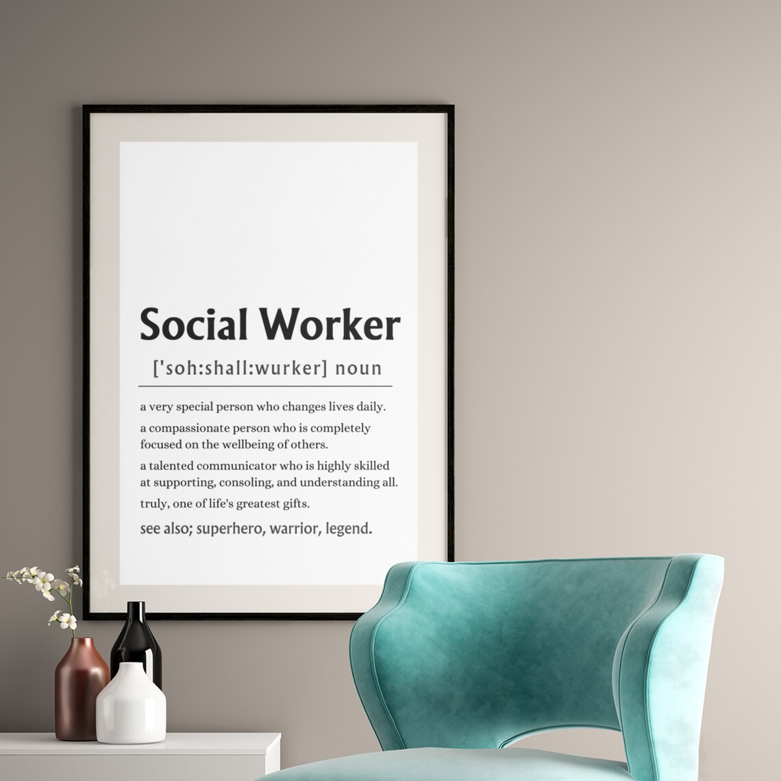 Social Worker Definition Appreciation Gift Thank You Tribute Poster - Image 6