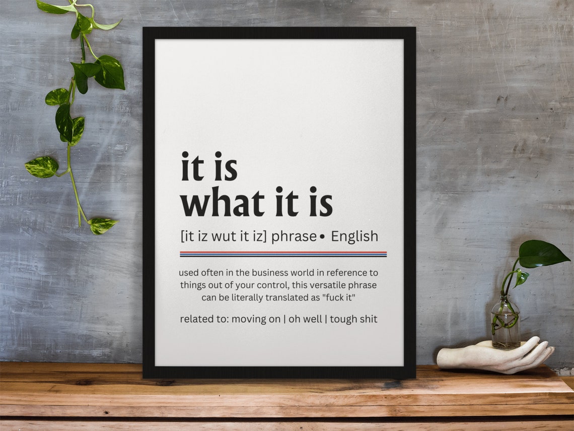 It Is What It Is Funny Office Dictionary Phrase Definition Poster