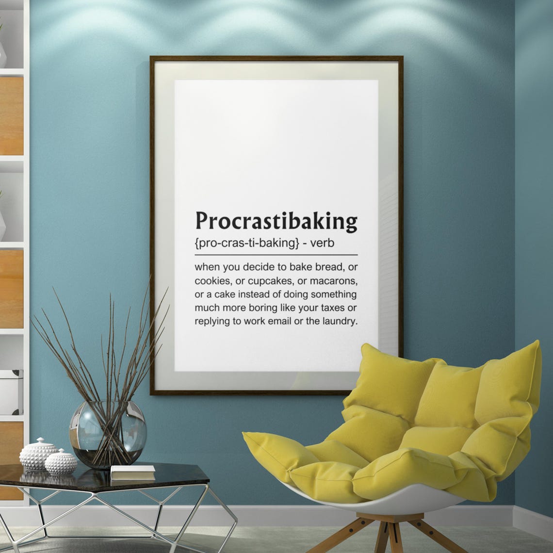 Procrastibaking Definition Funny Baker Kitchen Humor Gift Poster - Image 3