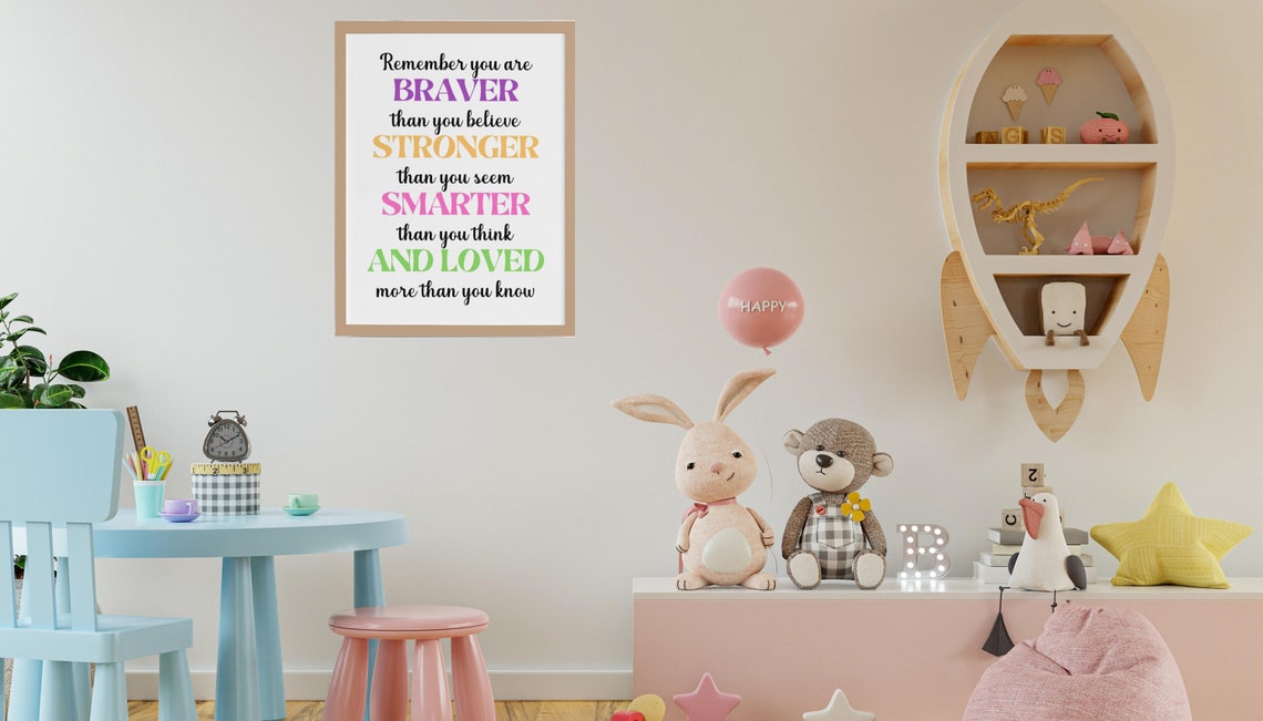 Braver Stronger Smarter Loved Colorful Affirmation Quote Poster - Image 4