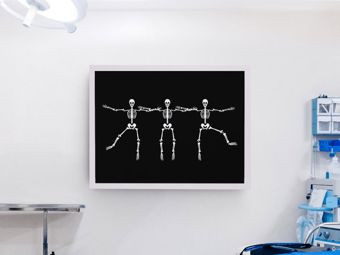 Dancing Skeletons Halloween Spooky Black White Fun Goth Poster - Image 6