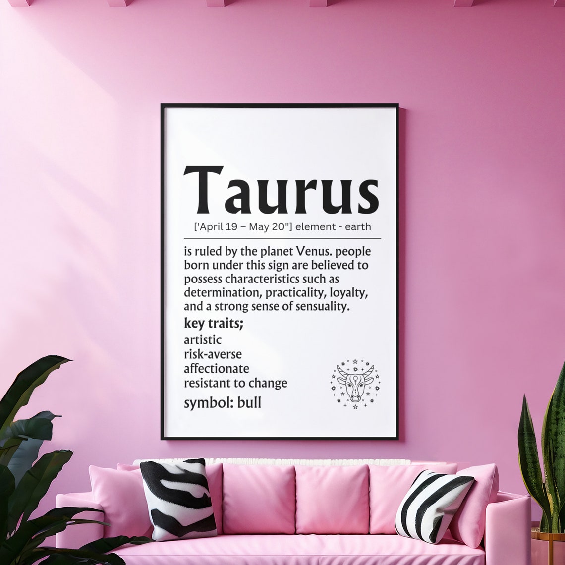 Taurus Zodiac Definition Sign Bull Symbol Earth Sign Wall Poster - Image 9