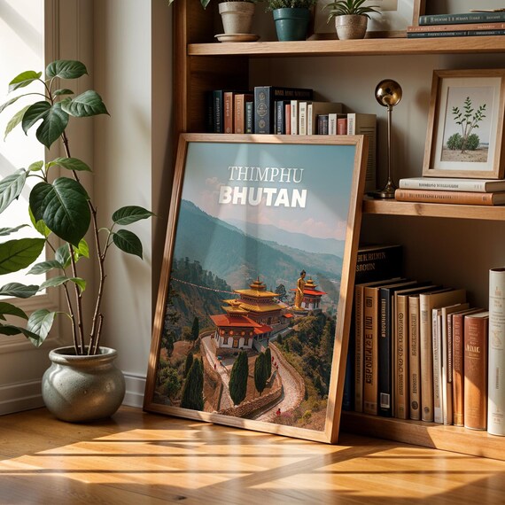 Bhutan Cityscape Wall Art Print Tashichho Dzong Thimphu