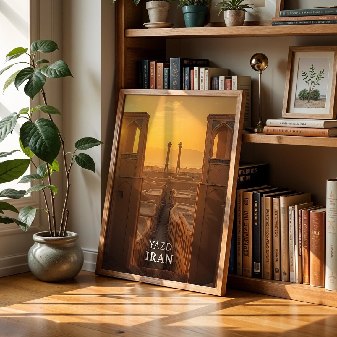 Yazd Iran Wind Tower Golden Sunset Desert Old City Travel Poster