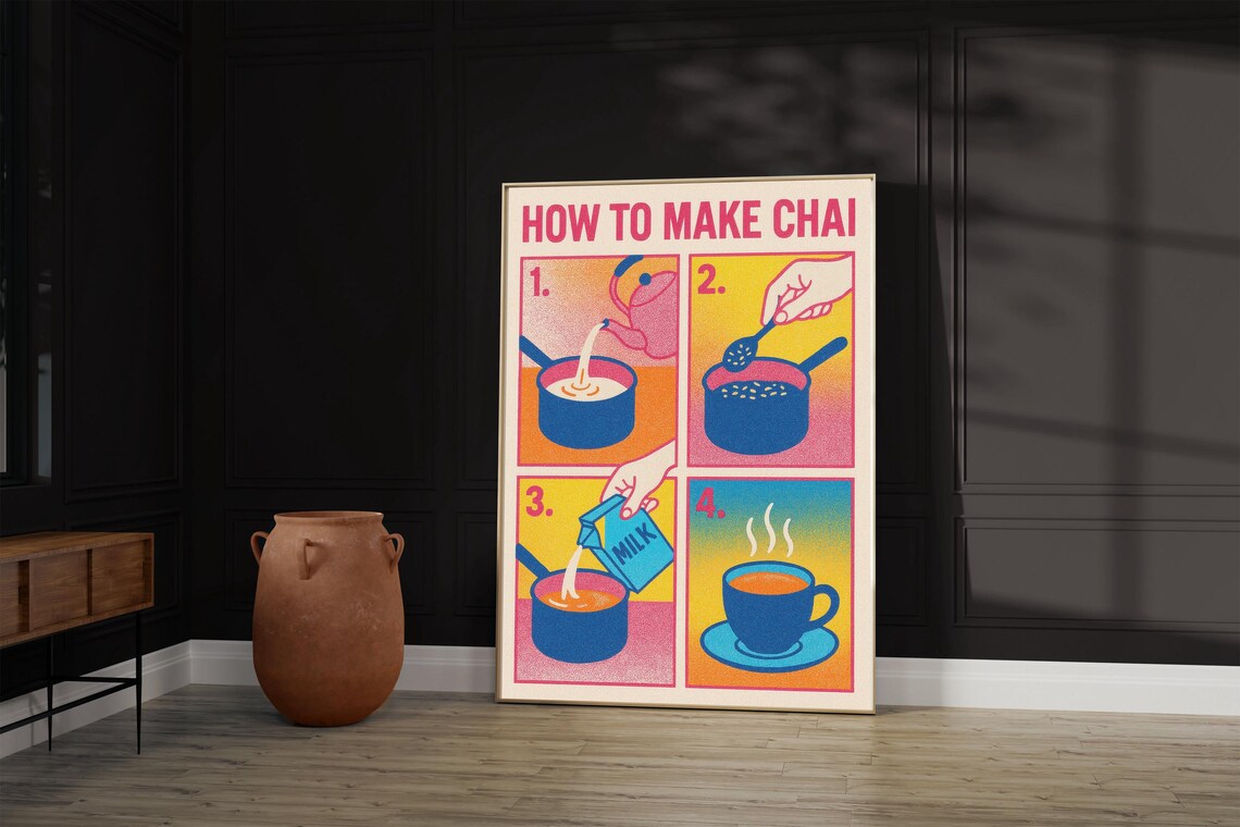 How To Make Chai Tea Poster, Kitchen Art Print