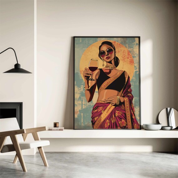 Saree Woman Pop Art Print Modern Desi