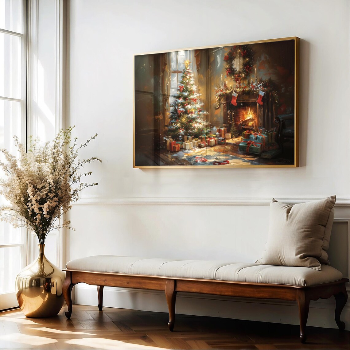 Cozy Christmas Tree and Fireplace With Gifts Christmas Eve Poster - Image 5