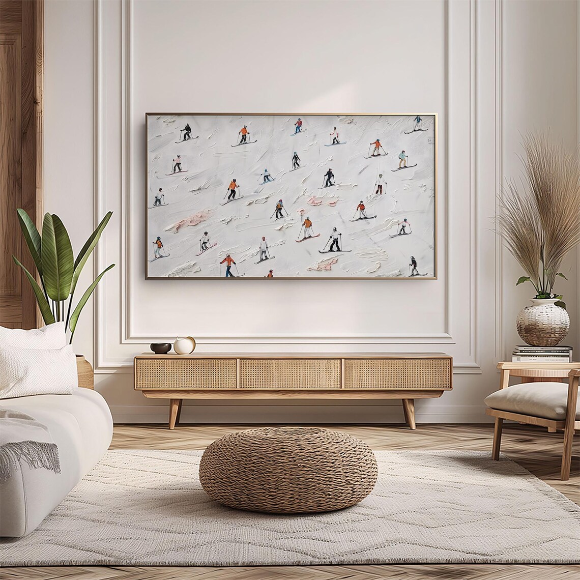 Frame Tv Art Skiers On Snowy Mountain Christmas Decor Winter Festive Painting Farmhouse Art Christmas Tv0193 - Image 5