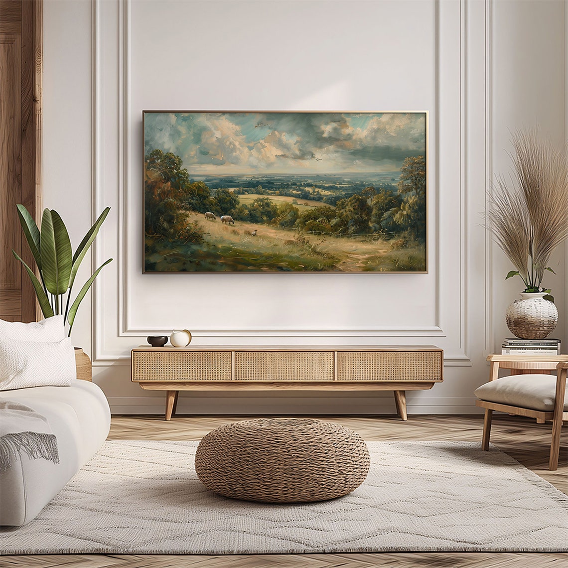 Frame Tv Art English Vista Summer Landscape Art Vintage Landscape Antique Oil Farmhouse Painting Tv0115 - Image 5