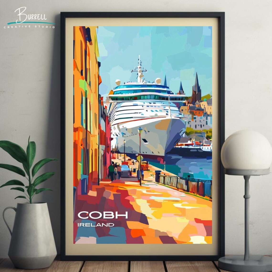 Cobh Ireland Harbor Cruise Ship Colorful Quay Scenic View Poster - Image 5