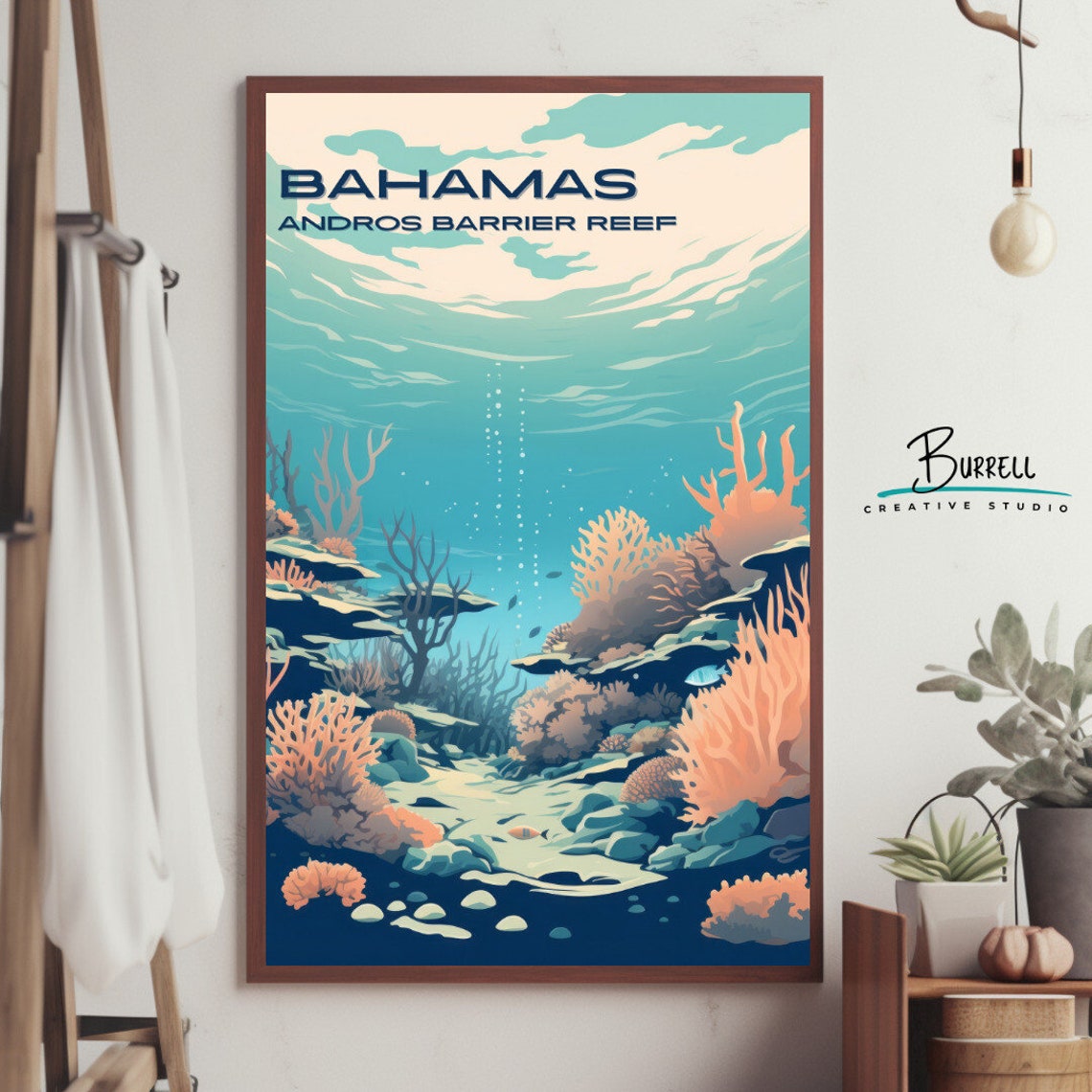 Andros Bahamas Barrier Reef Travel Poster Wall Art Poster Print - Image 2