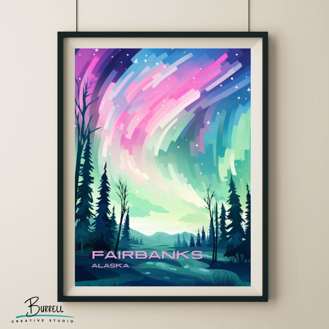 Fairbanks Alaska Northern Lights Travel Poster - Image 5