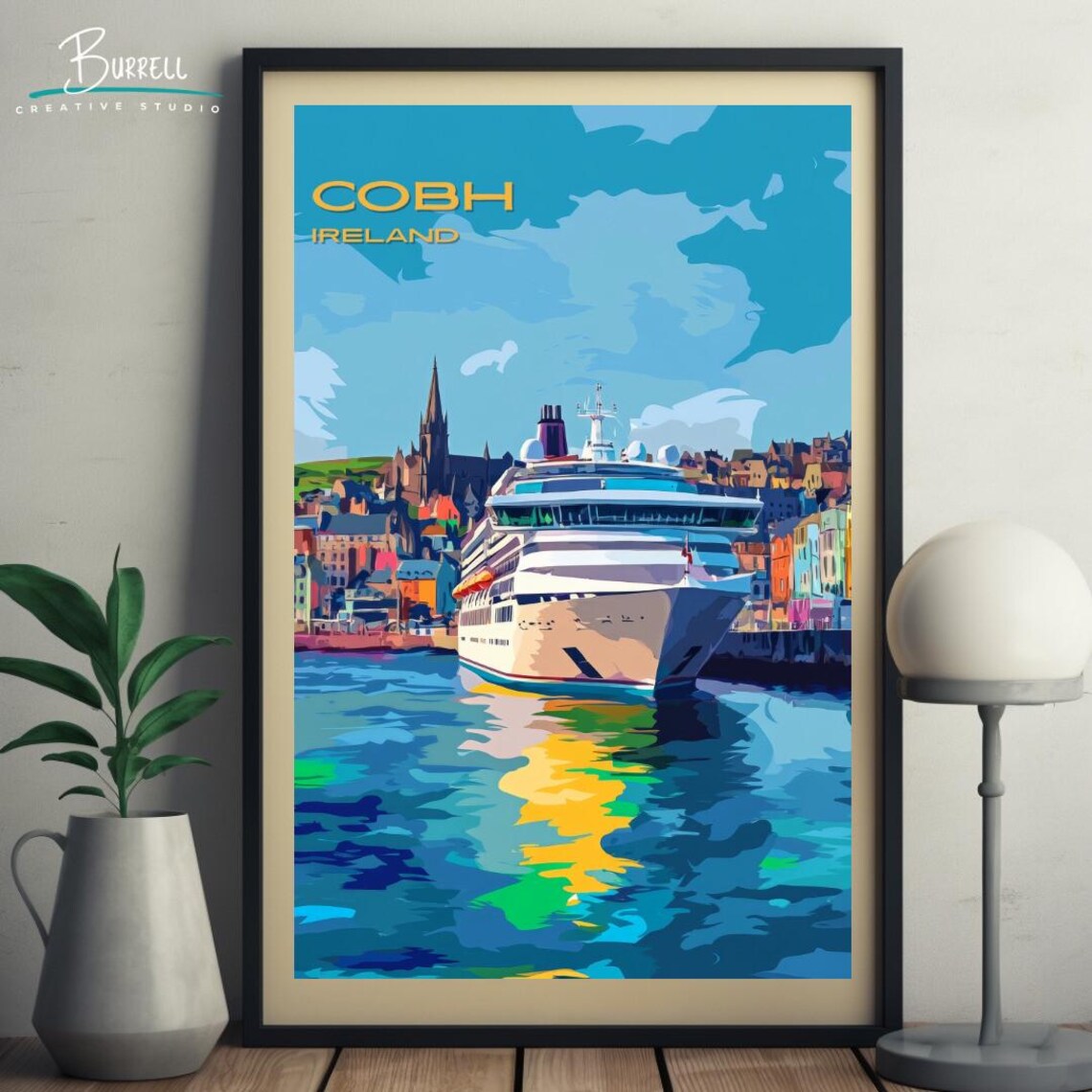 Cobh Ireland Cruise Ship Harbor Cathedral Spire Scenic Poster - Image 5