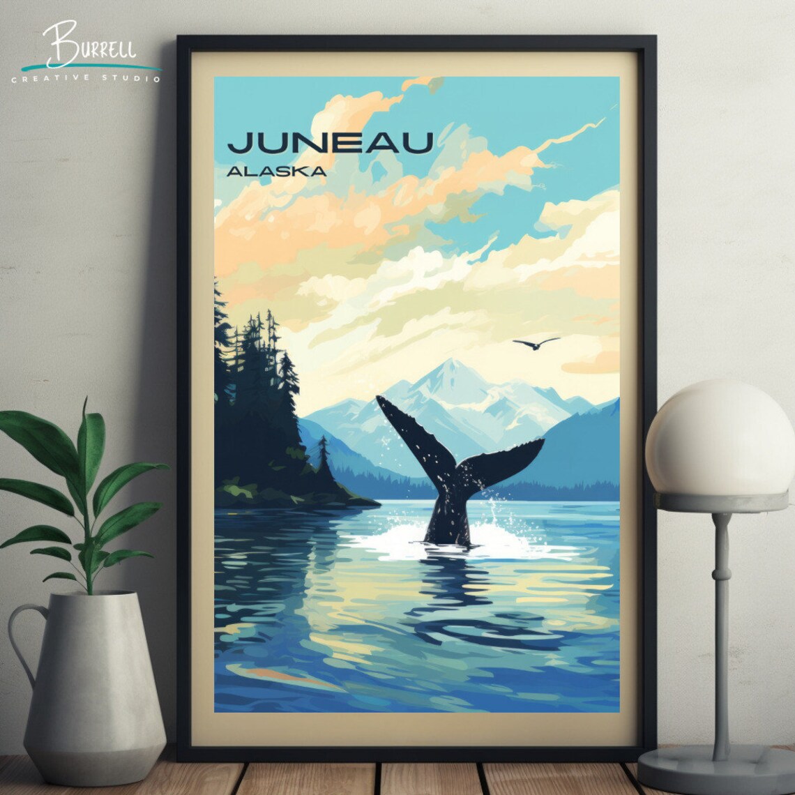 Juneau Alaska Whale Watching Travel Poster Wall Art Poster Print - Image 5