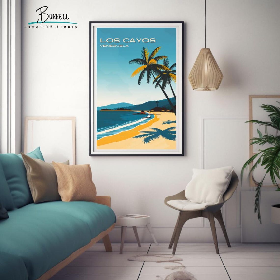 Los Cayos Venezuela Beach Palm Tropical Island Travel Poster - Image 3